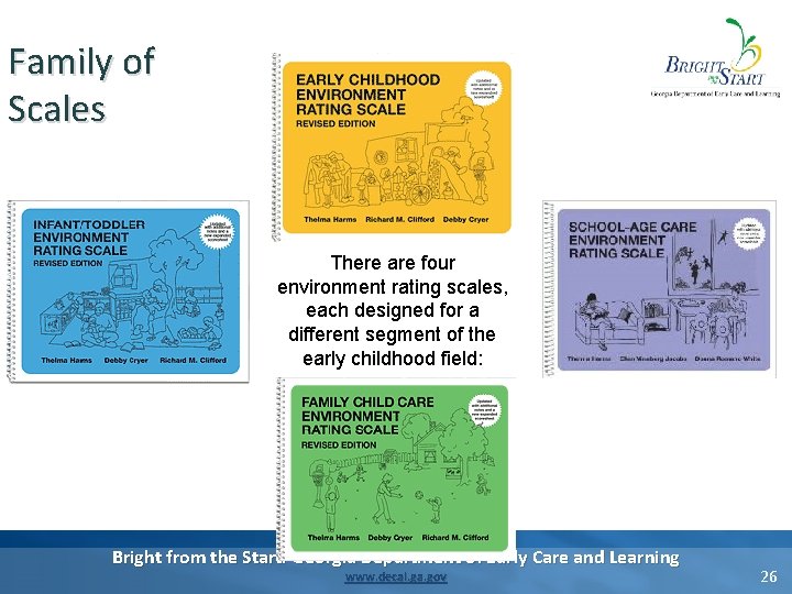 Family of Scales There are four environment rating scales, each designed for a different Family of Scales There are four environment rating scales, each designed for a different