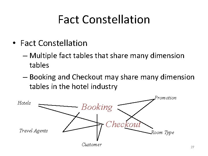 Fact Constellation • Fact Constellation – Multiple fact tables that share many dimension tables