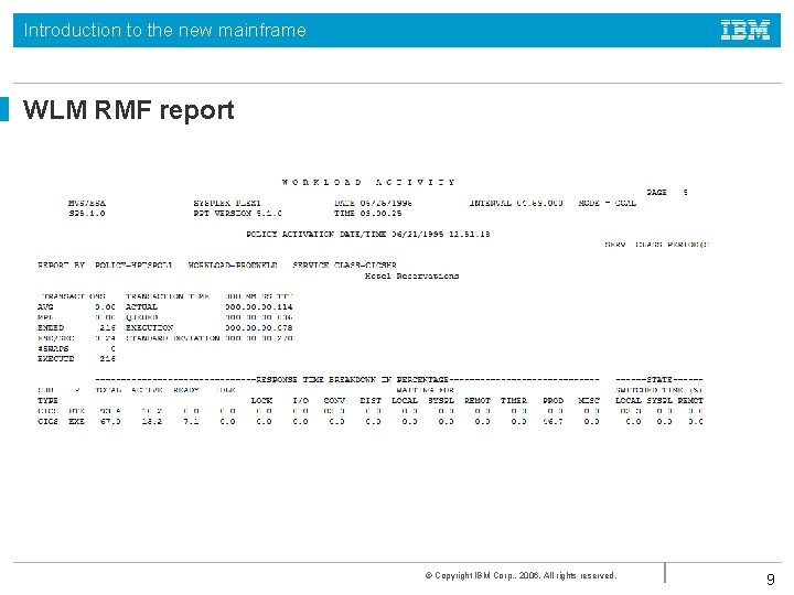 Introduction to the new mainframe WLM RMF report © Copyright IBM Corp. , 2006. Introduction to the new mainframe WLM RMF report © Copyright IBM Corp. , 2006.