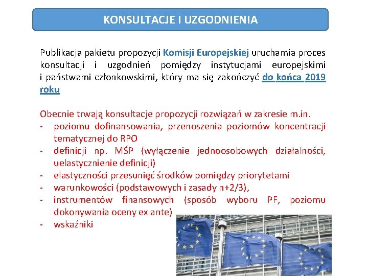 KONSULTACJE I UZGODNIENIA Publikacja pakietu propozycji Komisji Europejskiej uruchamia proces konsultacji i uzgodnień pomiędzy