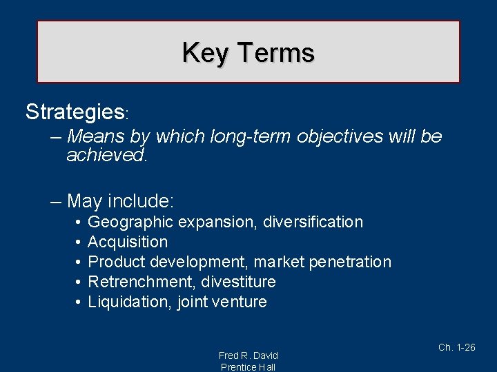 Chapter 1 The Nature of Strategic Management Concepts