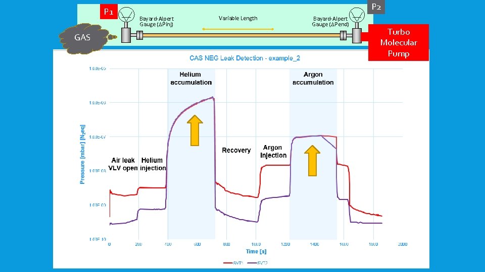 P 1 GAS P 2 Bayard-Alpert Gauge (DPinj) Variable Length Bayard-Alpert Gauge (DPend) Turbo