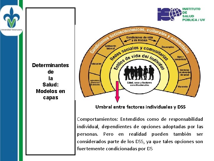 Determinantes de la Salud: Modelos en capas Umbral entre factores individuales y DSS Comportamientos: