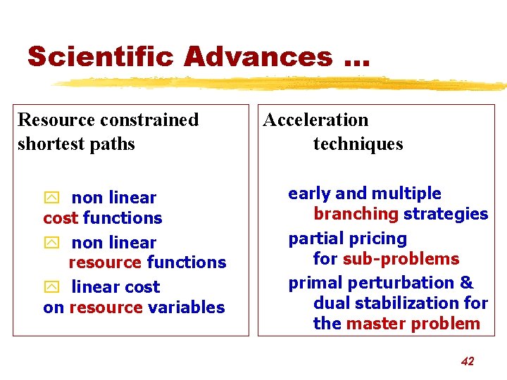 Scientific Advances. . . Resource constrained shortest paths y non linear cost functions y