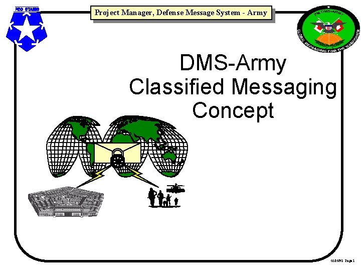 Project Manager, Defense Message System - Army DMS-Army Classified Messaging Concept 0 10 70