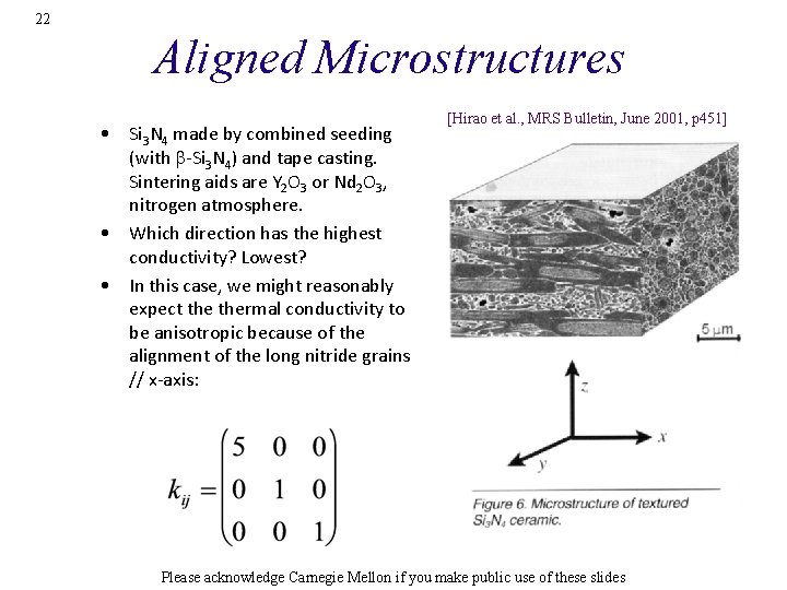 22 Aligned Microstructures • Si 3 N 4 made by combined seeding (with b-Si