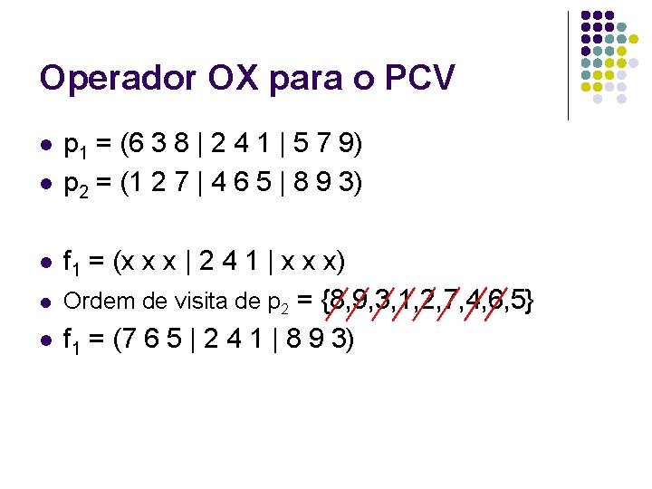 Operador OX para o PCV l l p 1 = (6 3 8 |