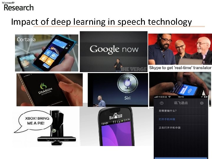 Impact of deep learning in speech technology Cortana 