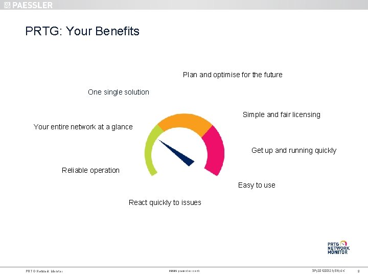 PRTG: Your Benefits Plan and optimise for the future One single solution Simple and