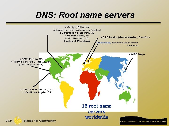 DNS: Root name servers a Verisign, Dulles, VA c Cogent, Herndon, VA (also Los DNS: Root name servers a Verisign, Dulles, VA c Cogent, Herndon, VA (also Los