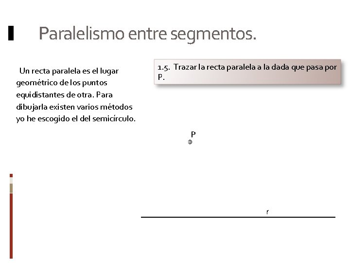Paralelismo entre segmentos. Un recta paralela es el lugar geométrico de los puntos equidistantes