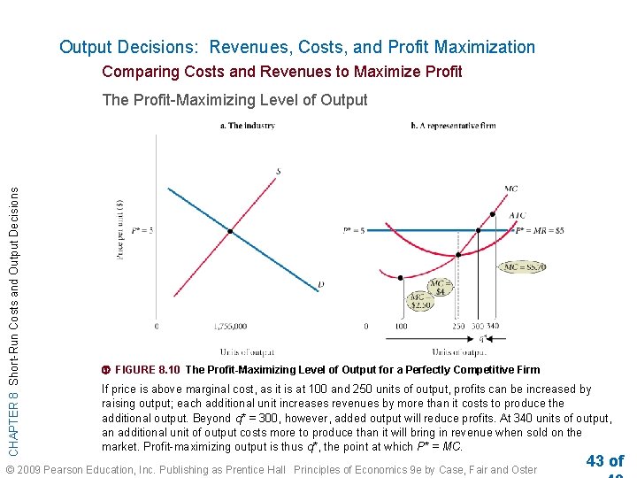 Output Decisions: Revenues, Costs, and Profit Maximization Comparing Costs and Revenues to Maximize Profit