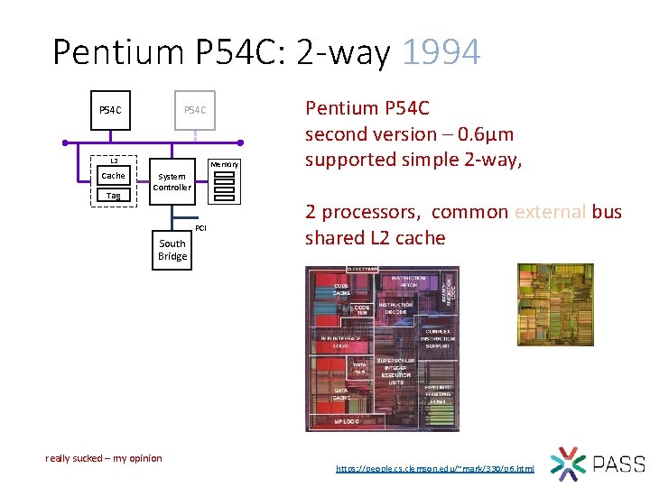 Pentium P 54 C: 2 -way 1994 P 54 C L 2 Cache Tag