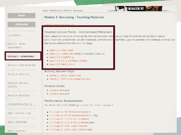 Download Teacher Packs 20 NEFE High School Financial Planning Program® © 2012 