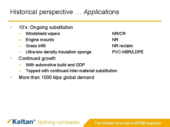 Historical perspective … Applications • 10’s: Ongoing substitution – – • NR/CR NR NR Historical perspective … Applications • 10’s: Ongoing substitution – – • NR/CR NR NR
