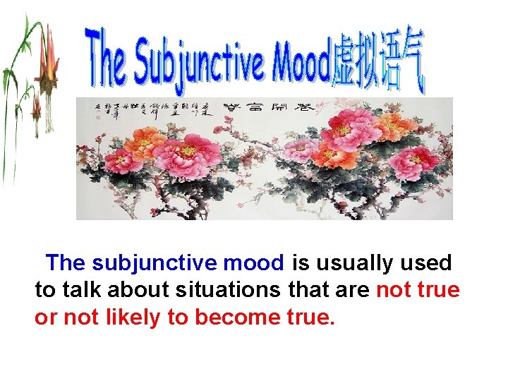 The subjunctive mood is usually used to talk about situations that are not true