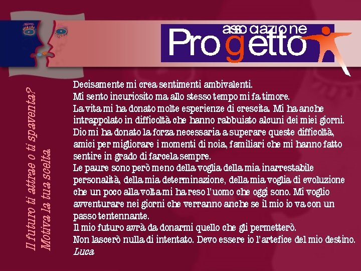 Il futuro ti attrae o ti spaventa? Motiva la tua scelta. Decisamente mi crea
