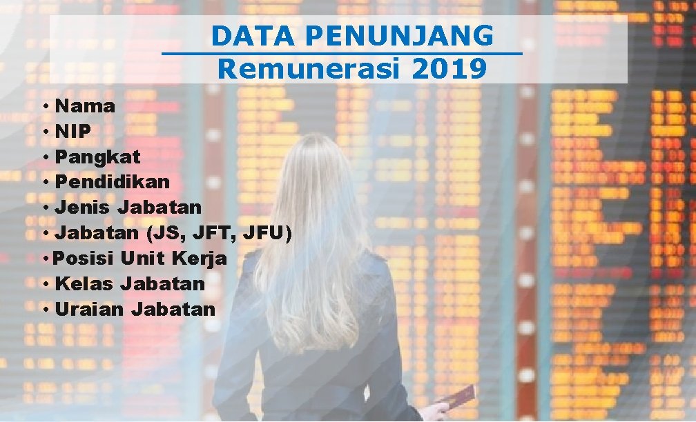 DATA PENUNJANG Remunerasi 2019 • Nama • NIP • Pangkat • Pendidikan • Jenis