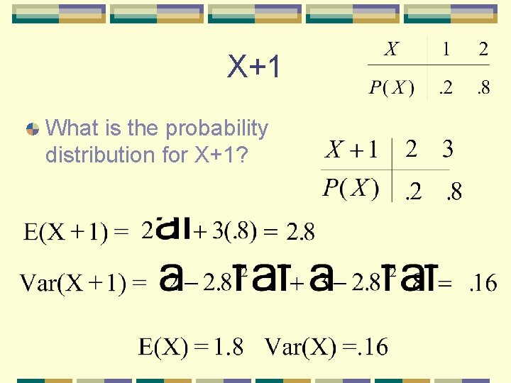 X+1 What is the probability distribution for X+1? 