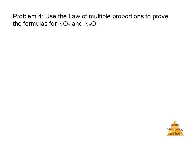 Problem 4: Use the Law of multiple proportions to prove the formulas for NO