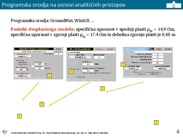 Programska orodja na osnovi analitičnih pristopov Programska orodja: Ground. Mat, Win. IGS … Podatki