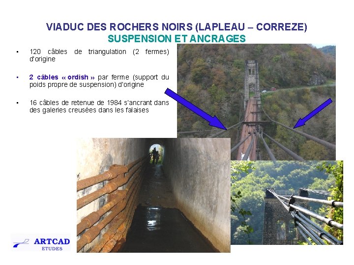 VIADUC DES ROCHERS NOIRS (LAPLEAU – CORREZE) SUSPENSION ET ANCRAGES • 120 câbles de