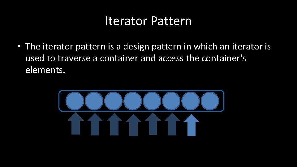 Iterator Pattern • The iterator pattern is a design pattern in which an iterator