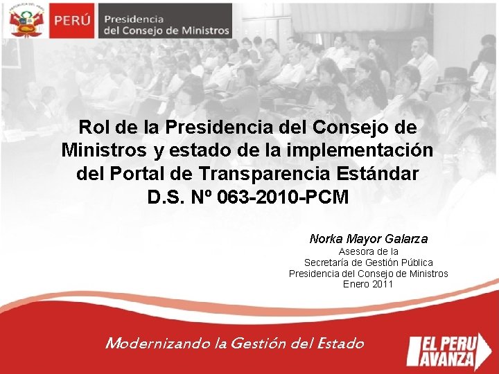 Rol de la Presidencia del Consejo de Ministros y estado de la implementación del