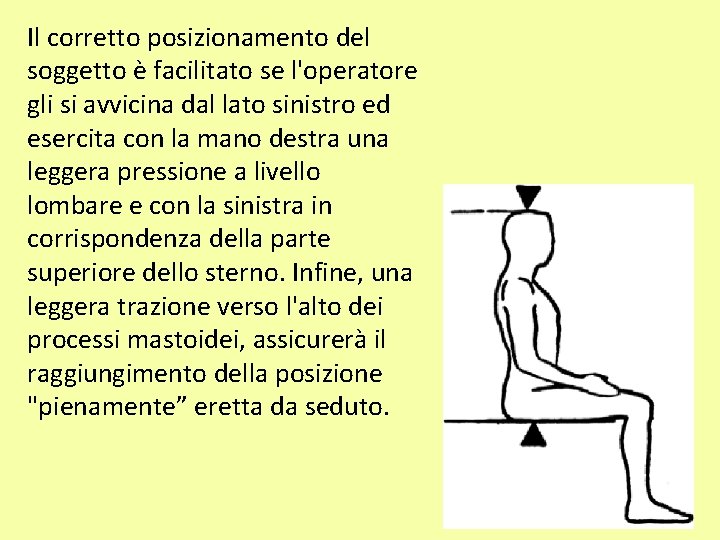 Il corretto posizionamento del soggetto è facilitato se l'operatore gli si avvicina dal lato