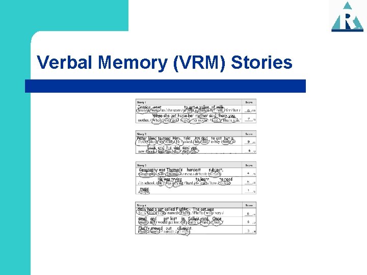 Verbal Memory (VRM) Stories 