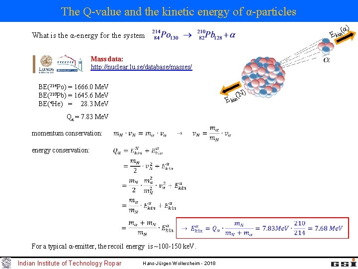 The Q-value and the kinetic energy of α-particles (α ) E kin What is