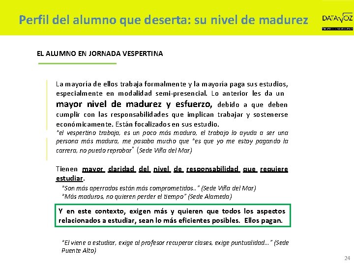 Perfil del alumno que deserta: su nivel de madurez EL ALUMNO EN JORNADA VESPERTINA