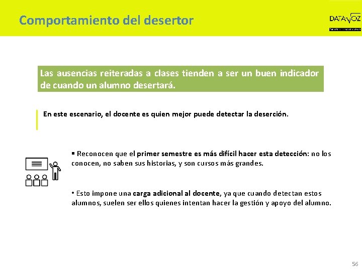 Comportamiento del desertor Las ausencias reiteradas a clases tienden a ser un buen indicador
