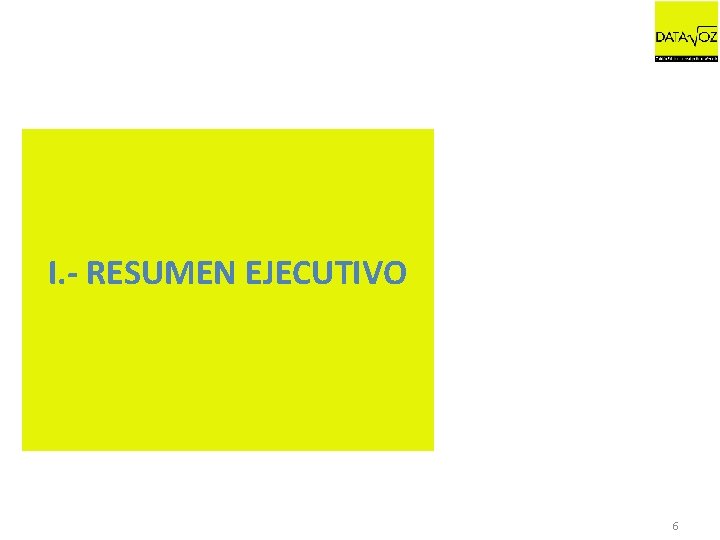 I. - RESUMEN EJECUTIVO 6 