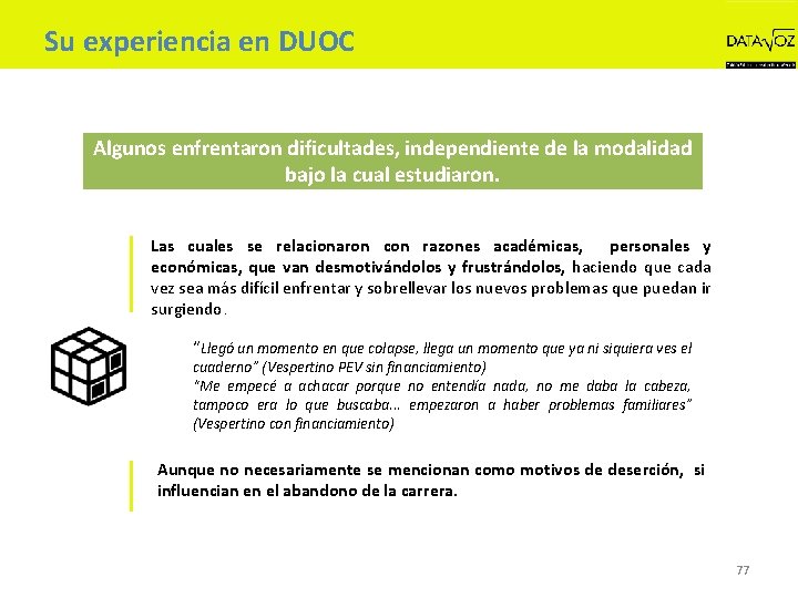 Su experiencia en DUOC Algunos enfrentaron dificultades, independiente de la modalidad bajo la cual