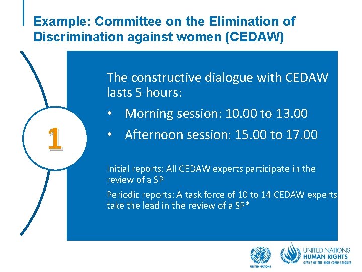 Example: Committee on the Elimination of Discrimination against women (CEDAW) 1 The constructive dialogue