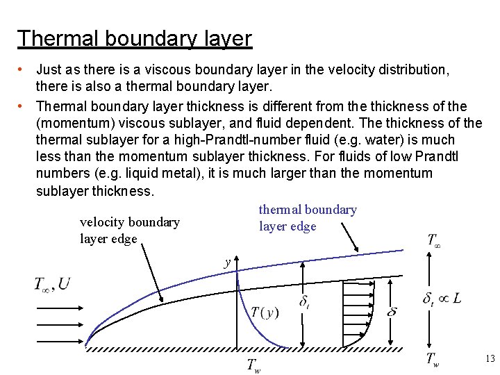 Thermal boundary layer • Just as there is a viscous boundary layer in the
