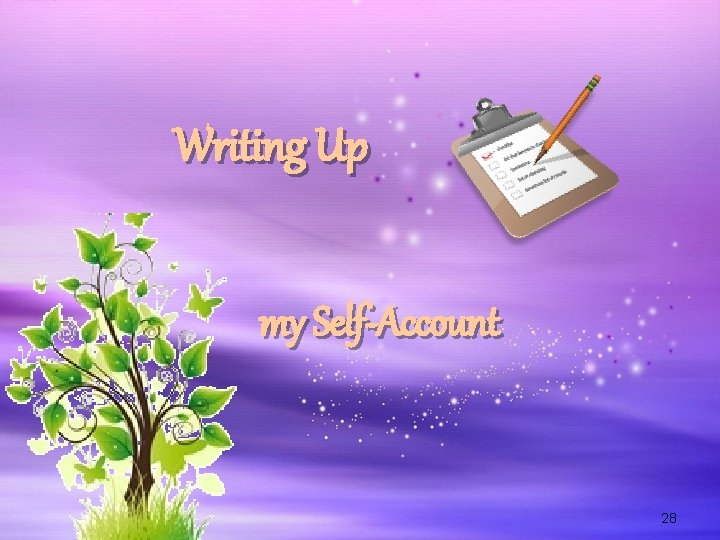 Writing Up my Self‐Account 28 