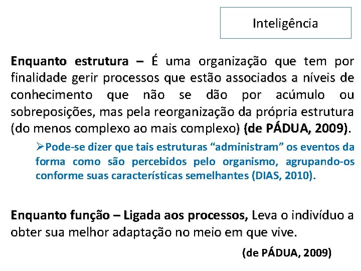 Inteligência Enquanto estrutura – É uma organização que tem por finalidade gerir processos que