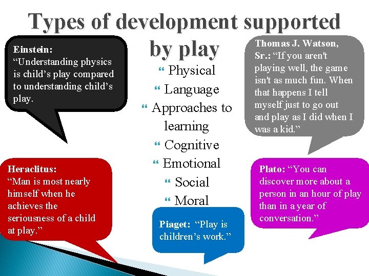 Types of development supported Thomas J. Watson, Einstein: by play Sr. : “If you