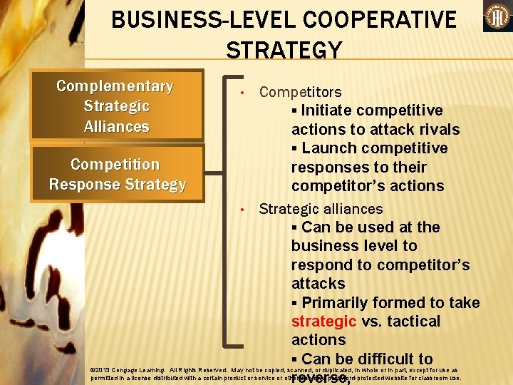 BUSINESS-LEVEL COOPERATIVE STRATEGY Complementary Strategic Alliances Competitors ▪ Initiate competitive actions to attack rivals