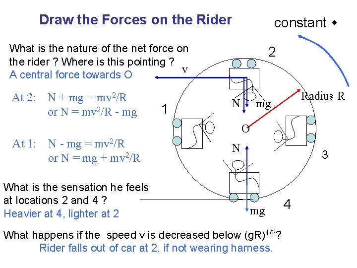 Draw the Forces on the Rider constant What is the nature of the net