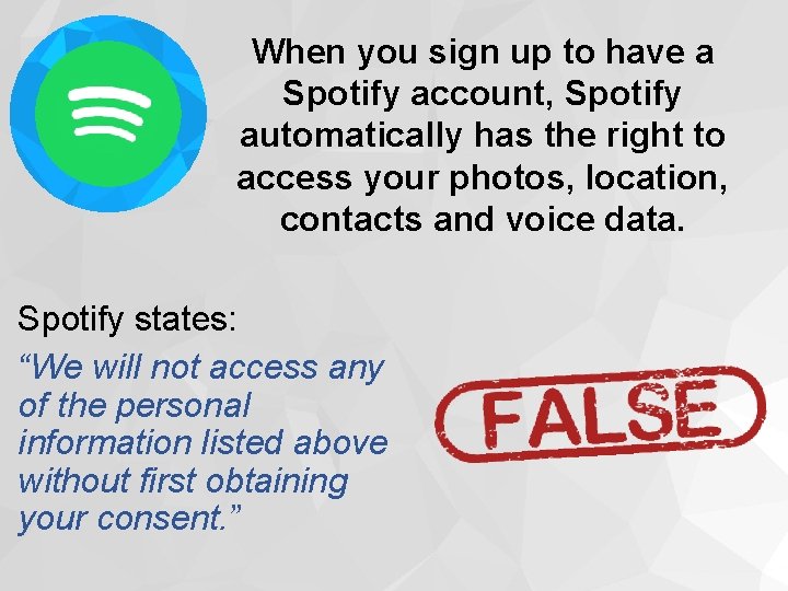 When you sign up to have a Spotify account, Spotify automatically has the right