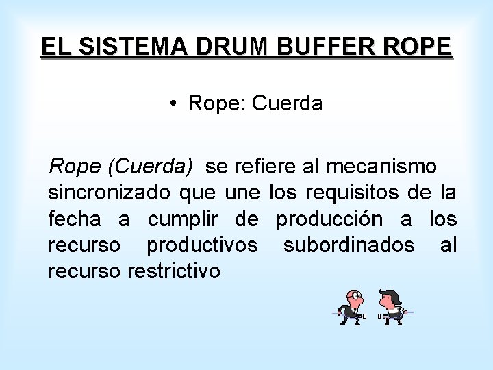EL SISTEMA DRUM BUFFER ROPE • Rope: Cuerda Rope (Cuerda) se refiere al mecanismo