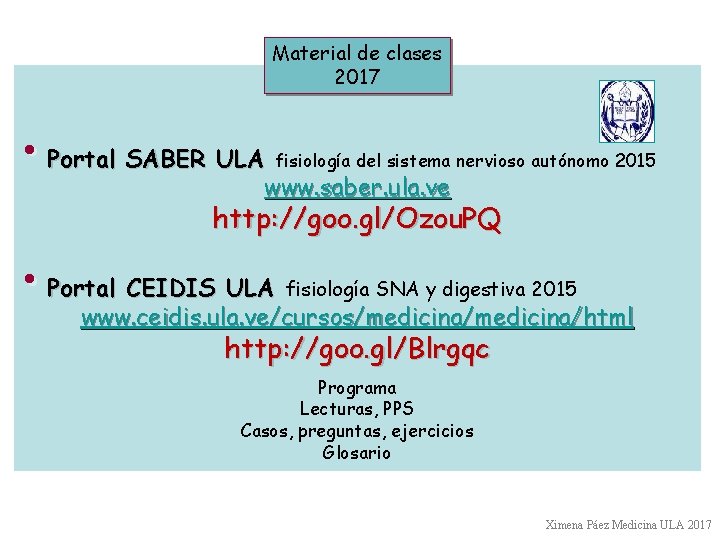 Material de clases 2017 • Portal SABER ULA fisiología del sistema nervioso autónomo 2015