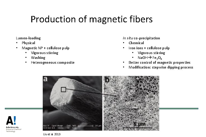 Production of magnetic fibers Lumen-loading • Physical • Magnetic NP + cellulose pulp • Production of magnetic fibers Lumen-loading • Physical • Magnetic NP + cellulose pulp •