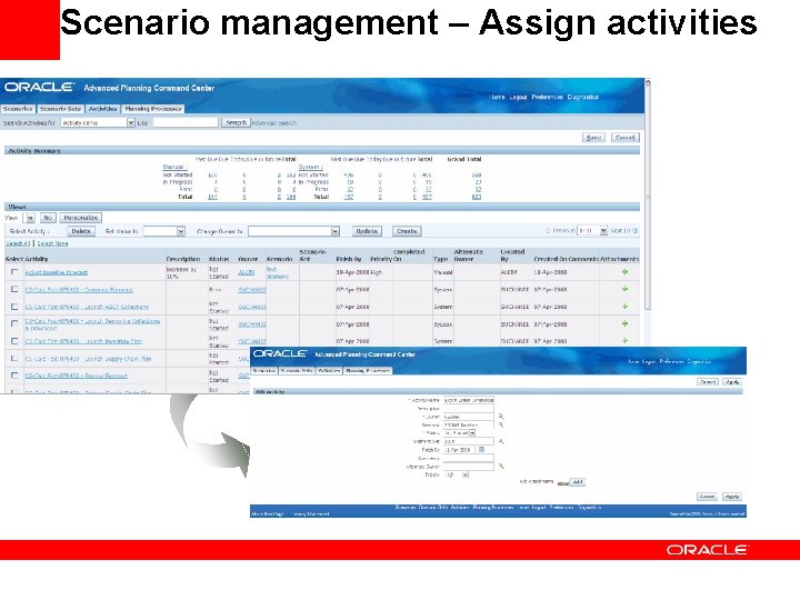 Scenario management – Assign activities 