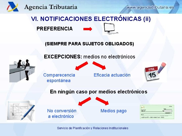 VI. NOTIFICACIONES ELECTRÓNICAS (ii) PREFERENCIA (SIEMPRE PARA SUJETOS OBLIGADOS) EXCEPCIONES: medios no electrónicos Comparecencia