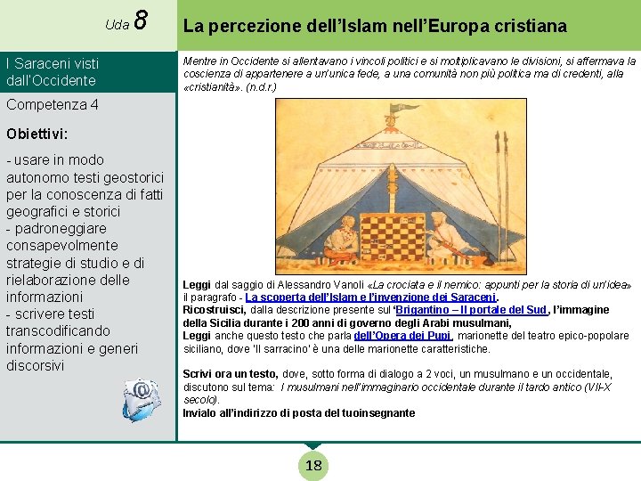 Uda 8 I Saraceni visti dall’Occidente La percezione dell’Islam nell’Europa cristiana Mentre in Occidente