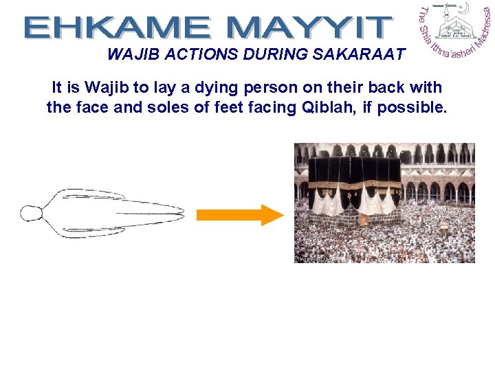 WAJIB ACTIONS DURING SAKARAAT It is Wajib to lay a dying person on their